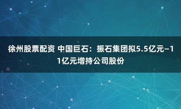 徐州股票配资 中国巨石：振石集团拟5.5亿元—11亿元增持公司股份