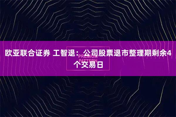 欧亚联合证券 工智退：公司股票退市整理期剩余4个交易日